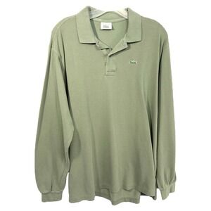 Lacoste XXL Polo Shirt Size 7 Long‎ Sleeve Classic Fit Casual Green Cotton 1501